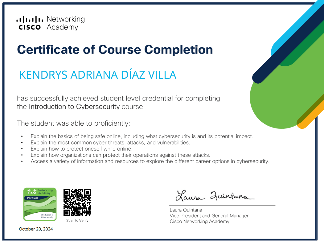 Certificado de Introduction to Cybersecurity